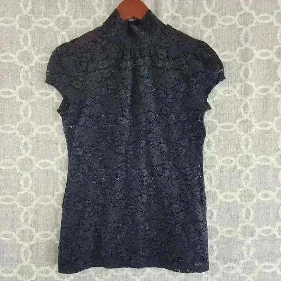 Express Mock Neck Lace Pullover Cap Sleeve Women's Top S - Picture 1 of 8
